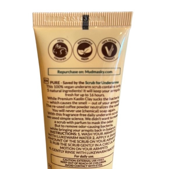 NWT Mudmasky PURE "Saved by the Scrub for Underarms" - 75ml/2.5 FL OZ - Picture 7 of 8